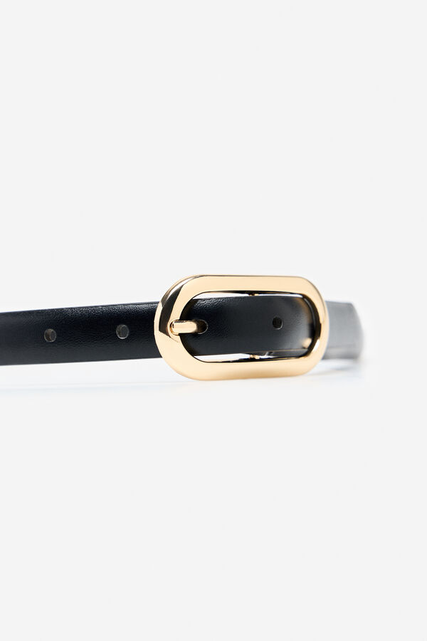 Cortefiel Thin oval buckle belt Black