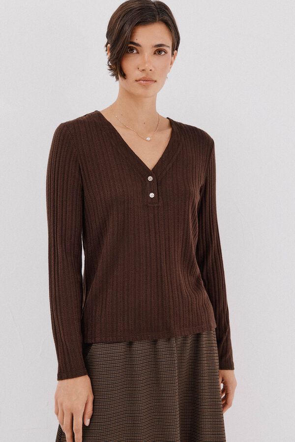 Cortefiel Baker's structured t-shirt Dark brown