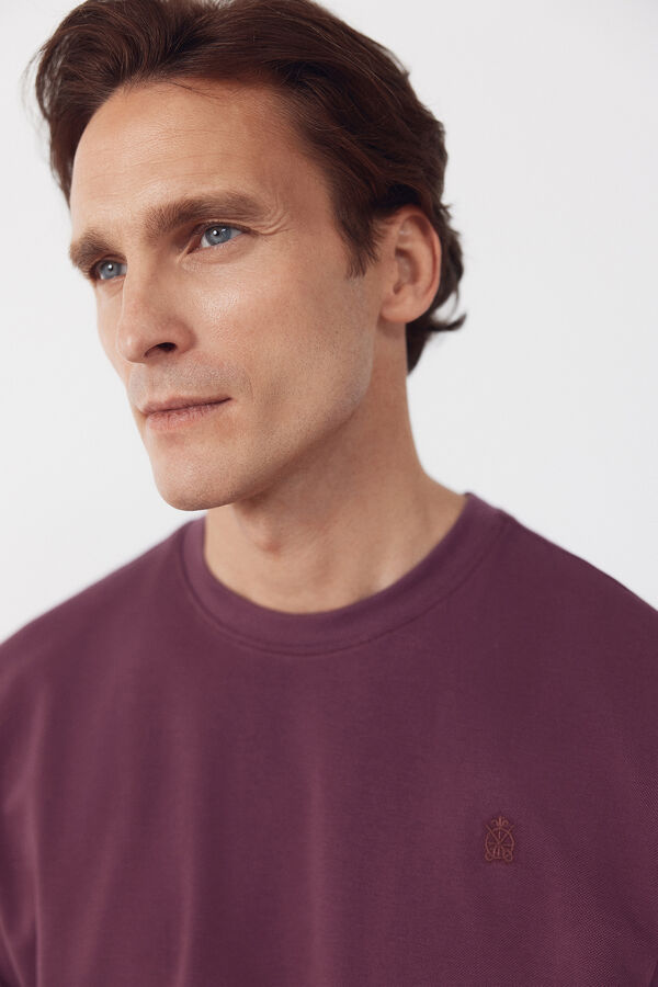 Cortefiel Piqu&eacute; basic T-shirt Pink