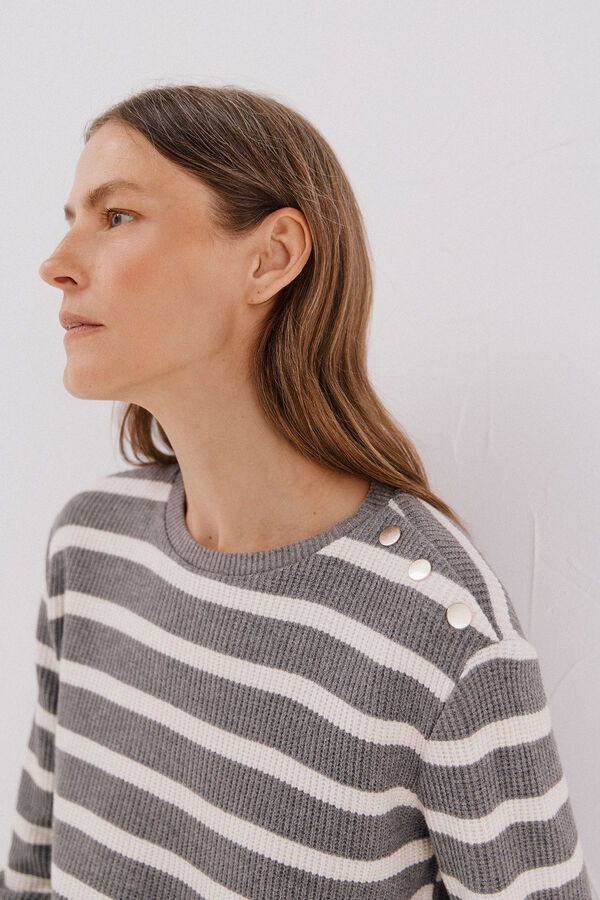 Cortefiel striped structured sweatshirt Grey