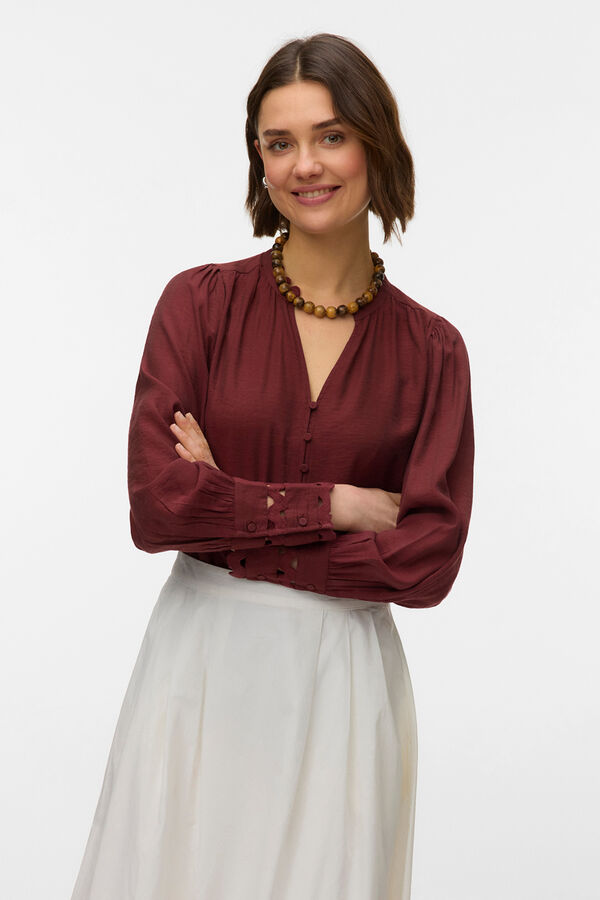 Vero Moda Long sleeve openwork details shirt Brown