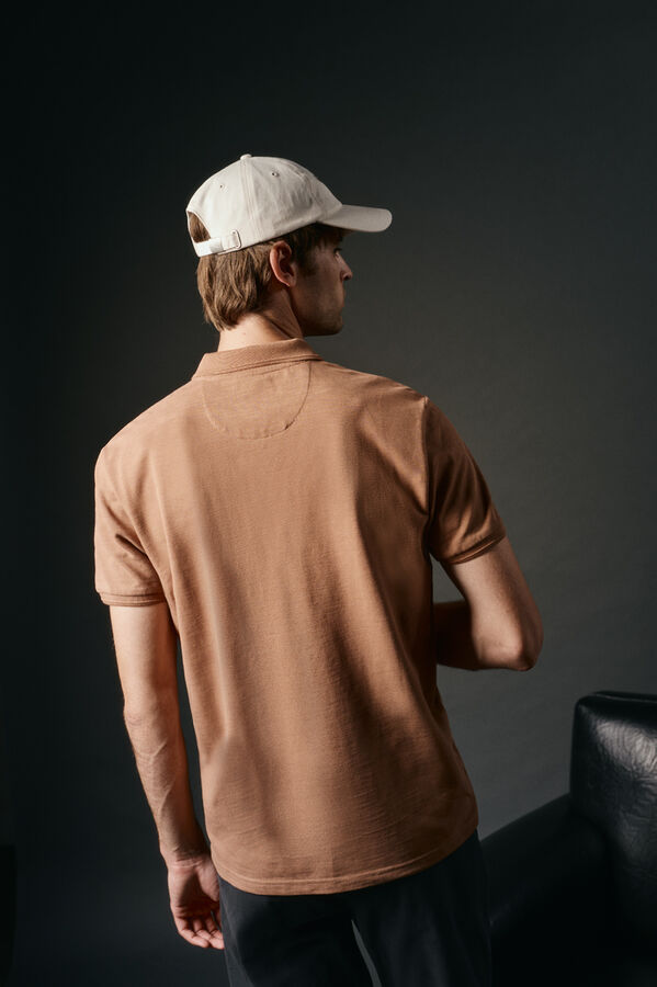 OOTO Polo piqué slub Castanho