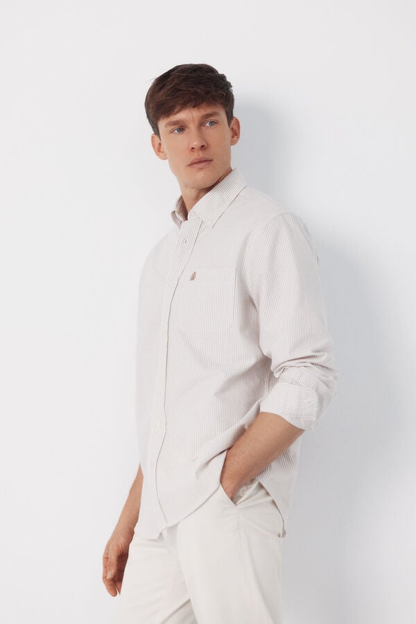 Cortefiel Camisa oxford raya candela Marfil