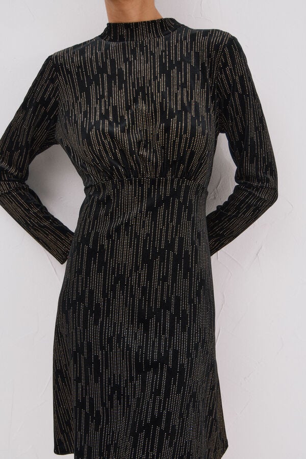 Cortefiel Short dress with shiny touches Black