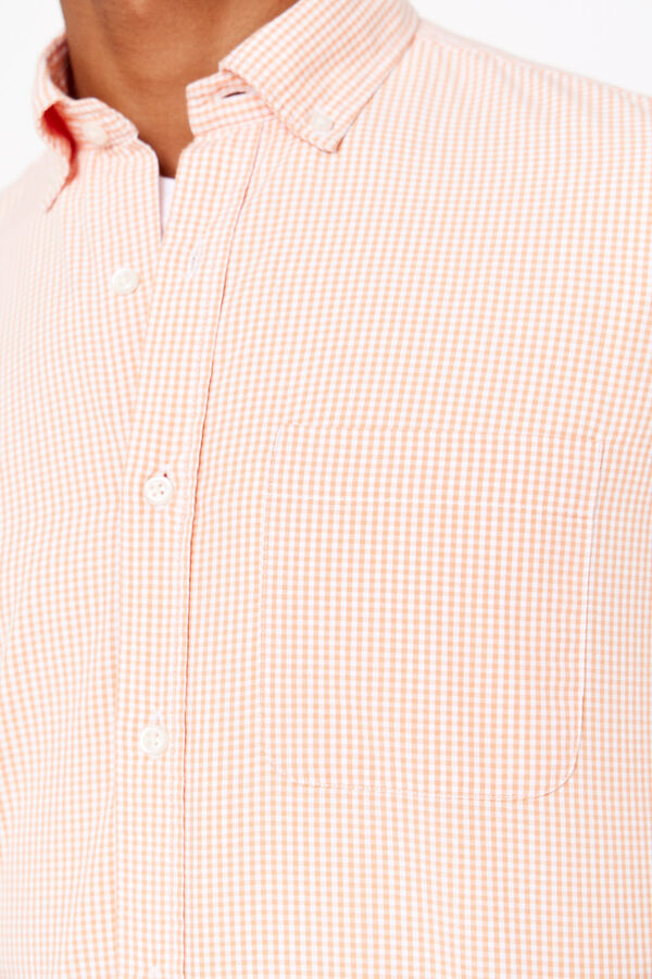 Cortefiel Easy-iron checked shirt Orange