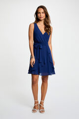 Morgan Vestido curto cruzado Azul
