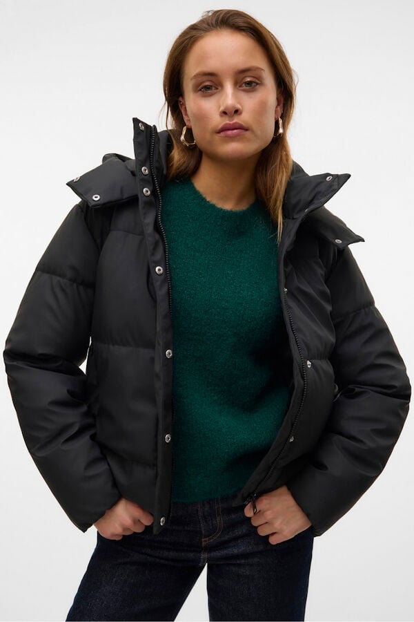 Vero Moda Sobretudo curto acolchoado encerado Preto