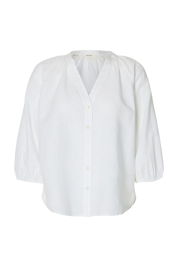 Selected Blusa manga 3/4 em linho Branco