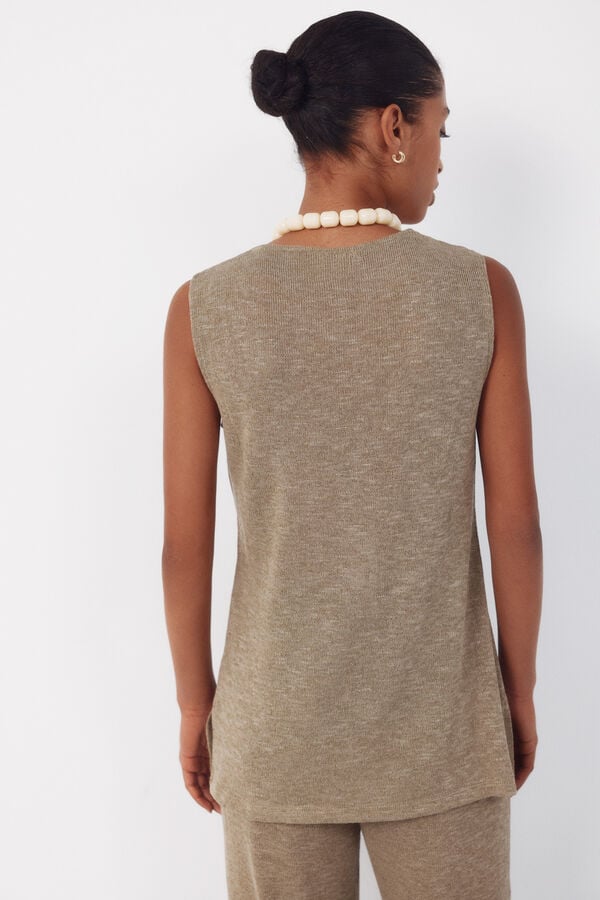 Cortefiel Rustic - look knitted vest Kaki