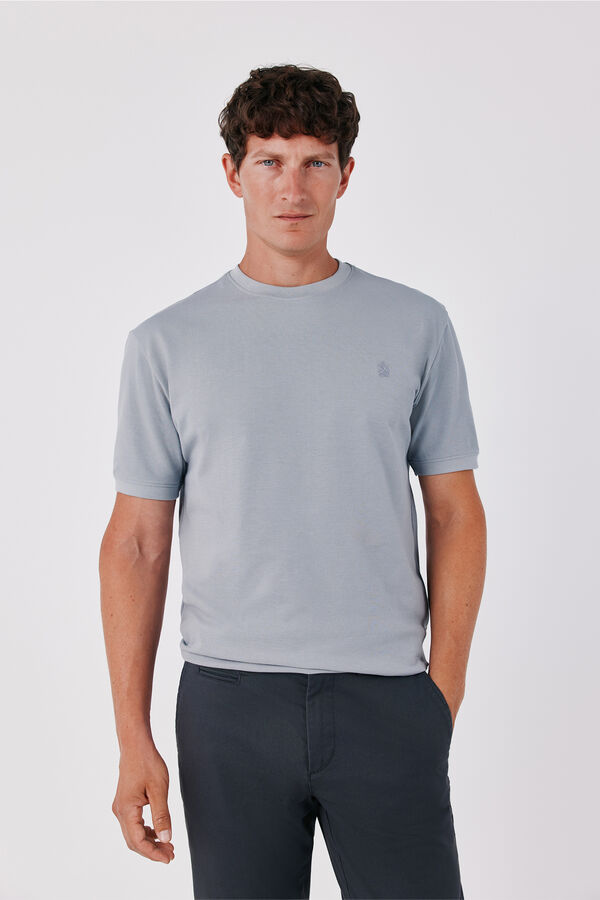 Cortefiel Piqu&eacute; fabric basic T-shirt Grey