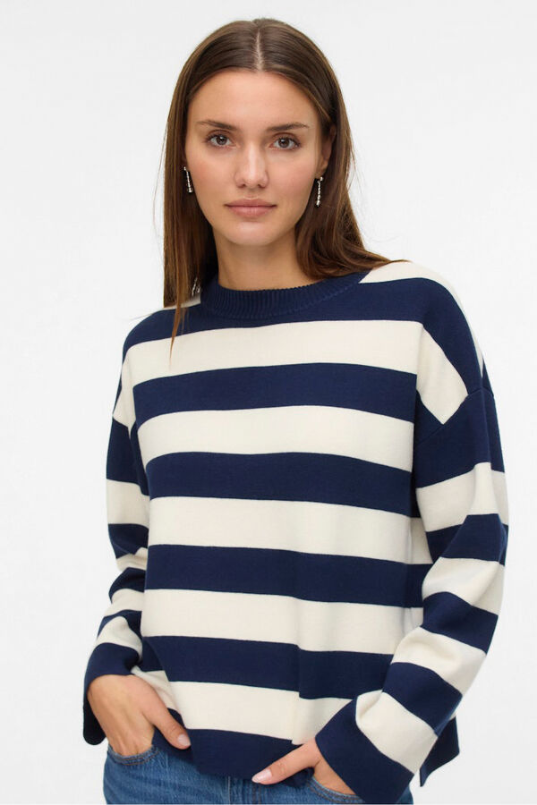 Vero Moda Camisola de malha fina com malha gola redonda  Azul