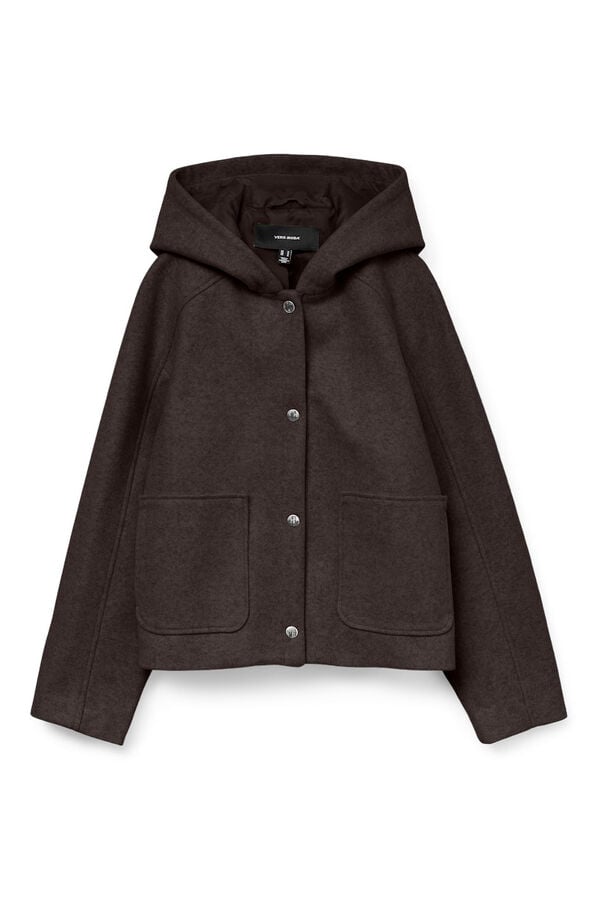 Vero Moda Short cloth coat Dark brown