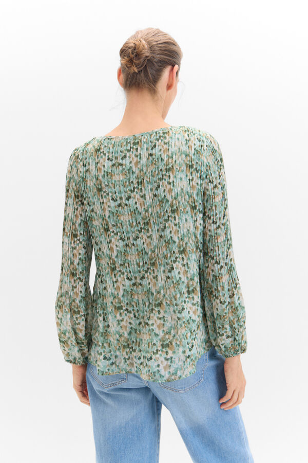 Cortefiel Combined pleated blouse Printed green