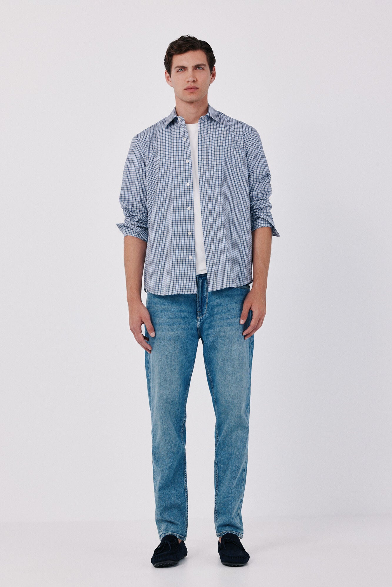 Cortefiel Cotton poplin plaid shirt