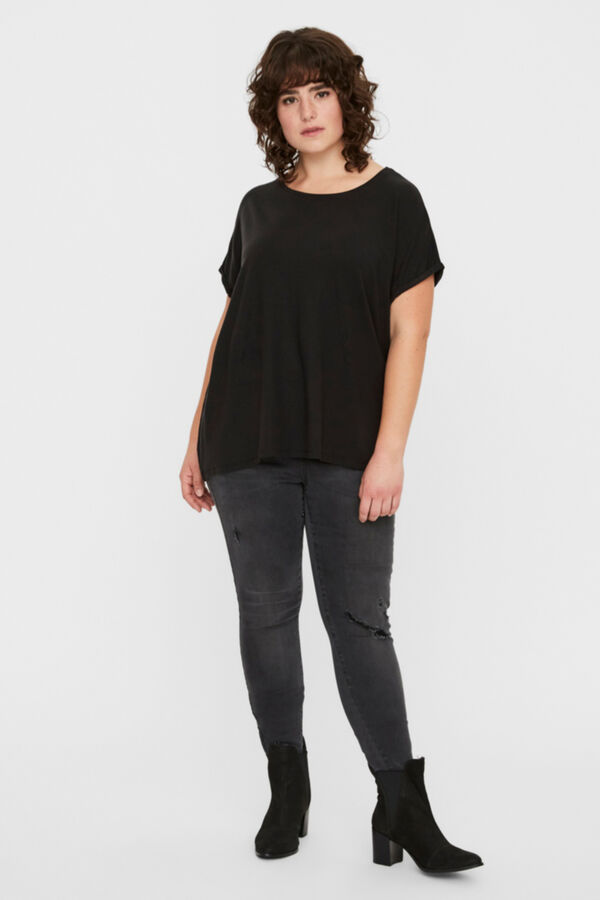Vero Moda Curve T-shirt grande de gola redonda Preto