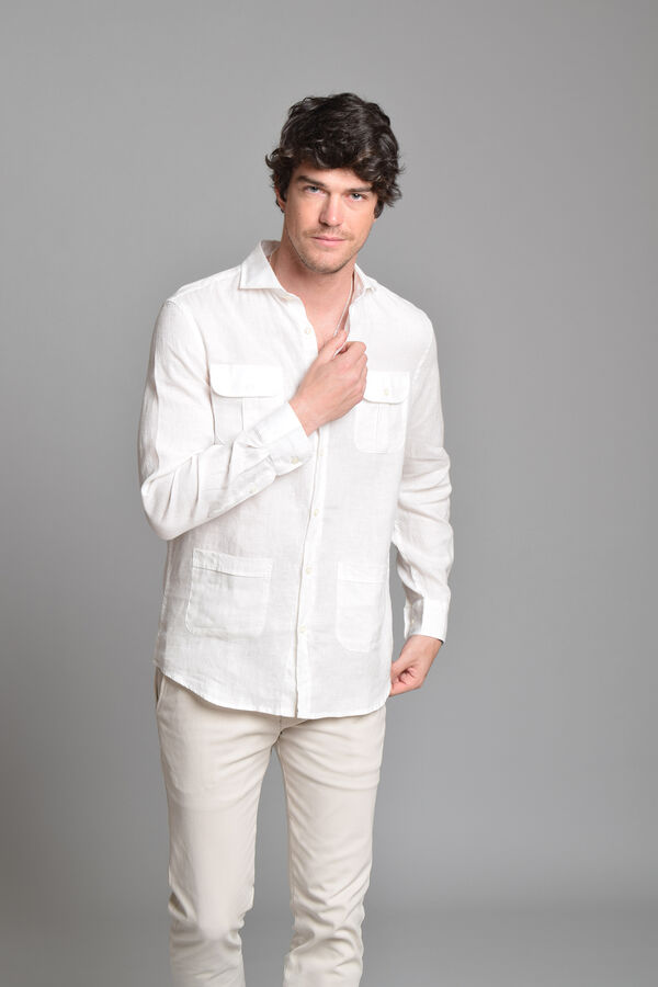Cloking 100% Linho Guayabera Branco