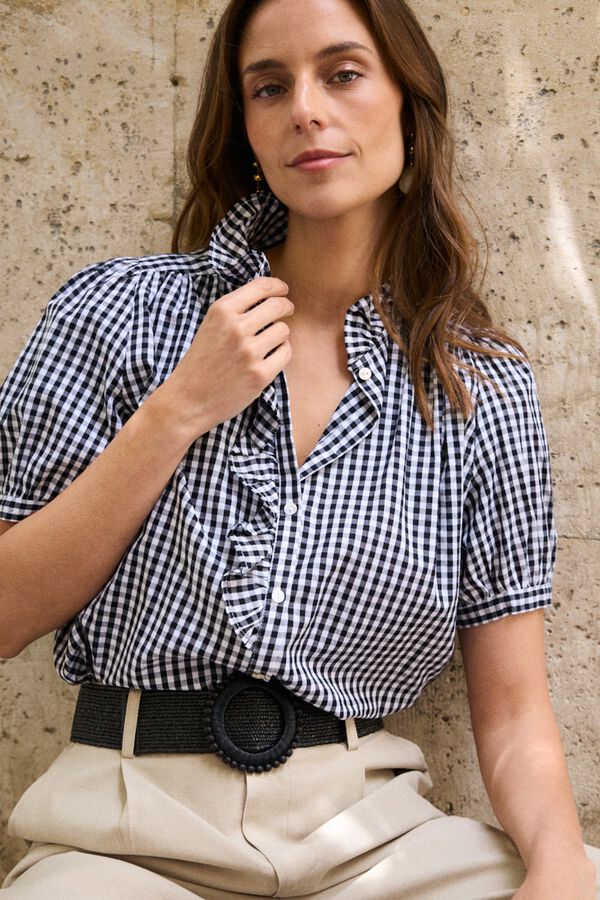 Pol&iacute;n Et Moi Camisa vichy Leira Preto