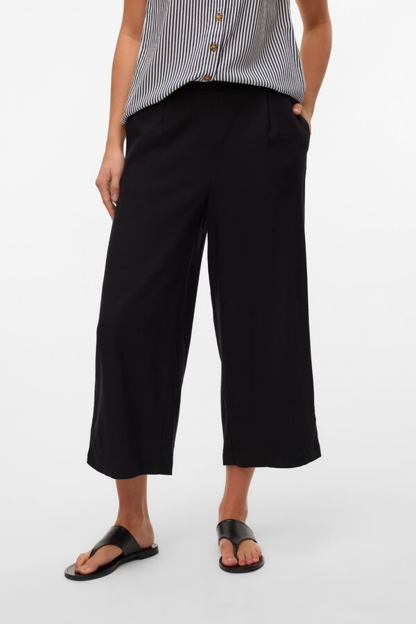 Vero Moda Cal&ccedil;a culotte de linho Preto