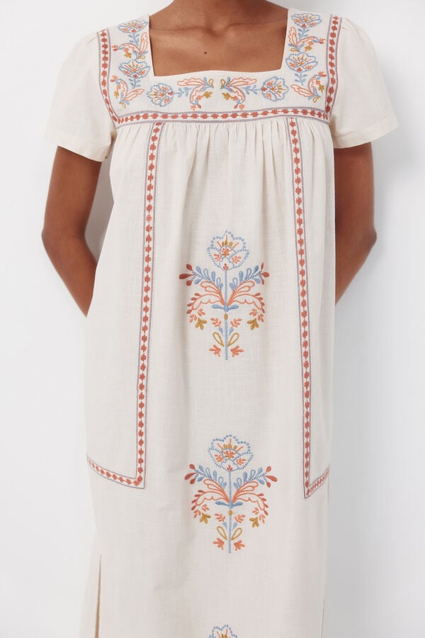 Cortefiel Floral embroidered dress Multicolour