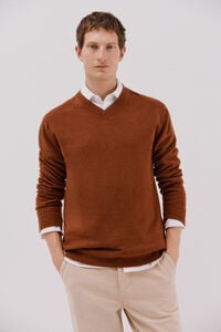 Cortefiel Lambswool round V wool sweater