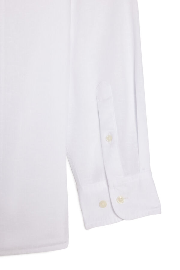 Cortefiel Camisa algodão linho manga comprida Branco