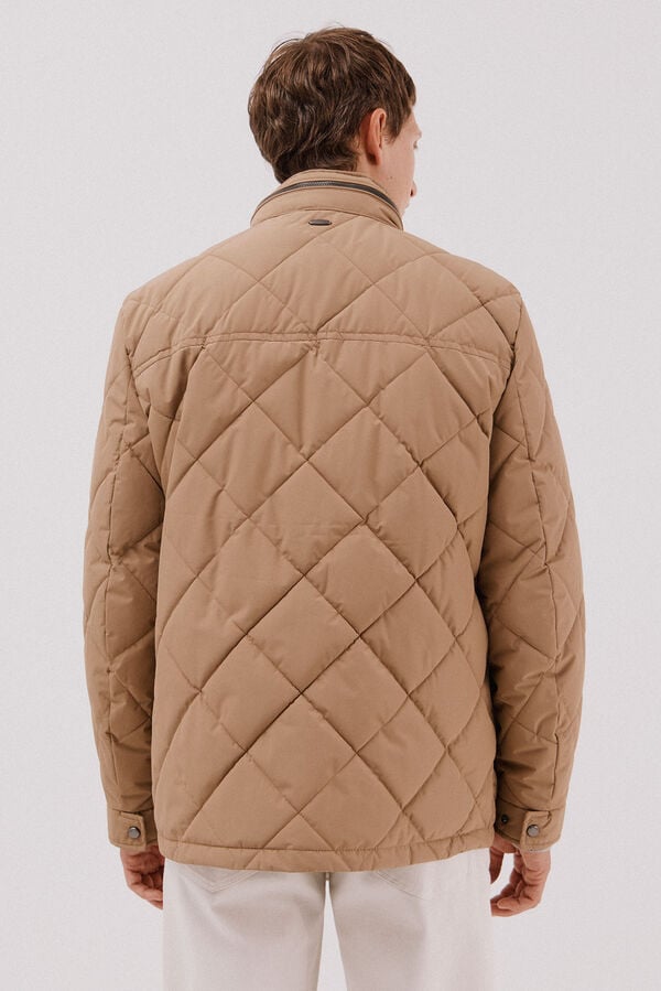 Cortefiel Diamond quilted jacket Camel