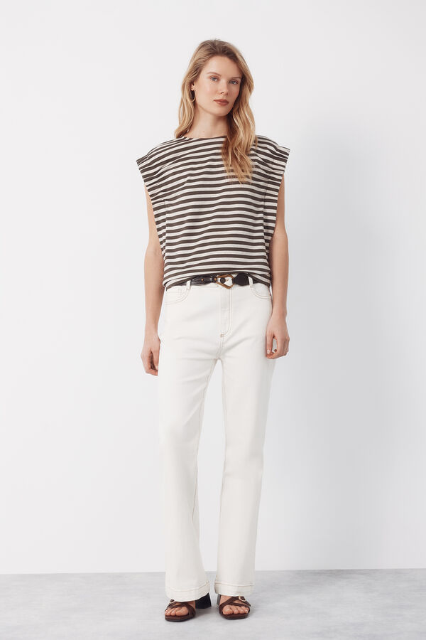 Cortefiel T-shirt with gathered armholes Brown