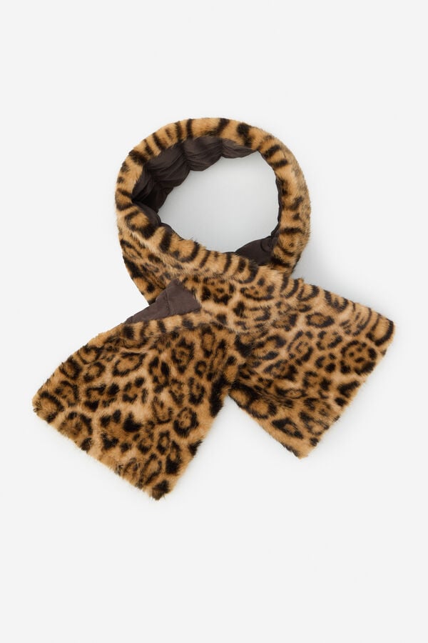 Cortefiel reversible leopard collar Printed brown