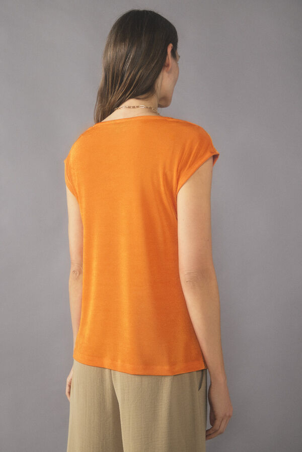 Cortefiel Draped jersey-knit top Orange