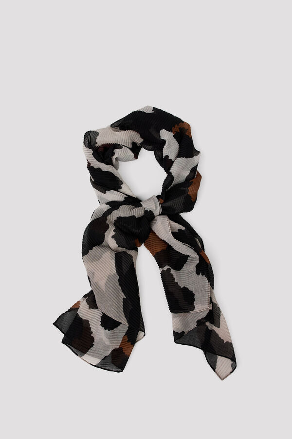 Cortefiel Leopard print pleated scarf Printed brown