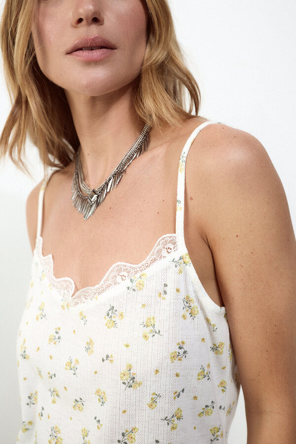 Slowlove Top tirantes detalle blonda Multicolorido