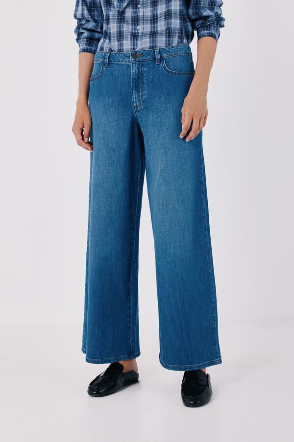 Cortefiel Long palazzo jeans Blue