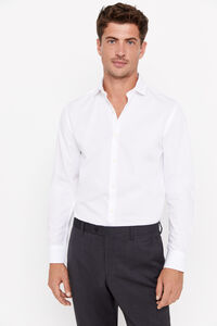 Cortefiel Slim fit Easy-iron ottoman dress shirt White