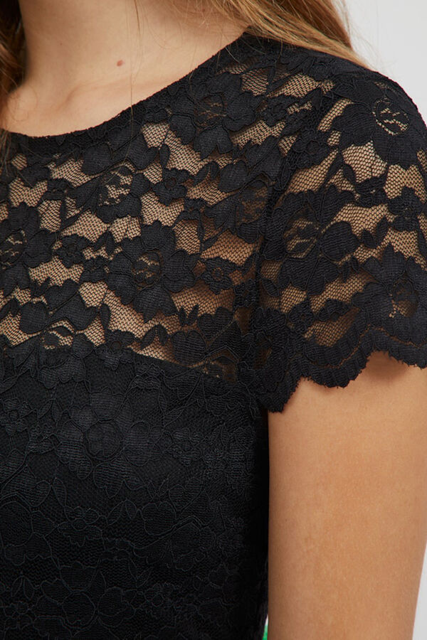 Vila Vestido curto de festa com renda Preto