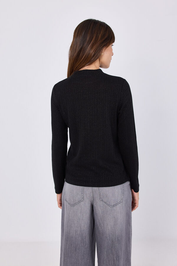 Cortefiel Lurex knit top Black
