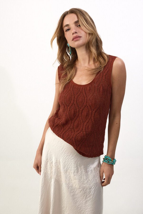 Slowlove Top tirantes crochet Brown