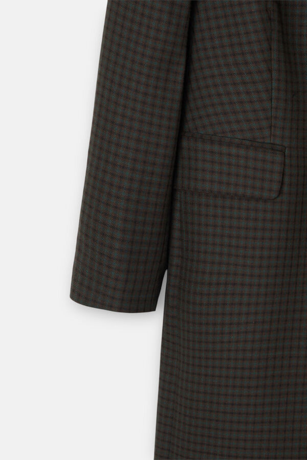 Silbon Sobretudo xadrez longo clássico Verde