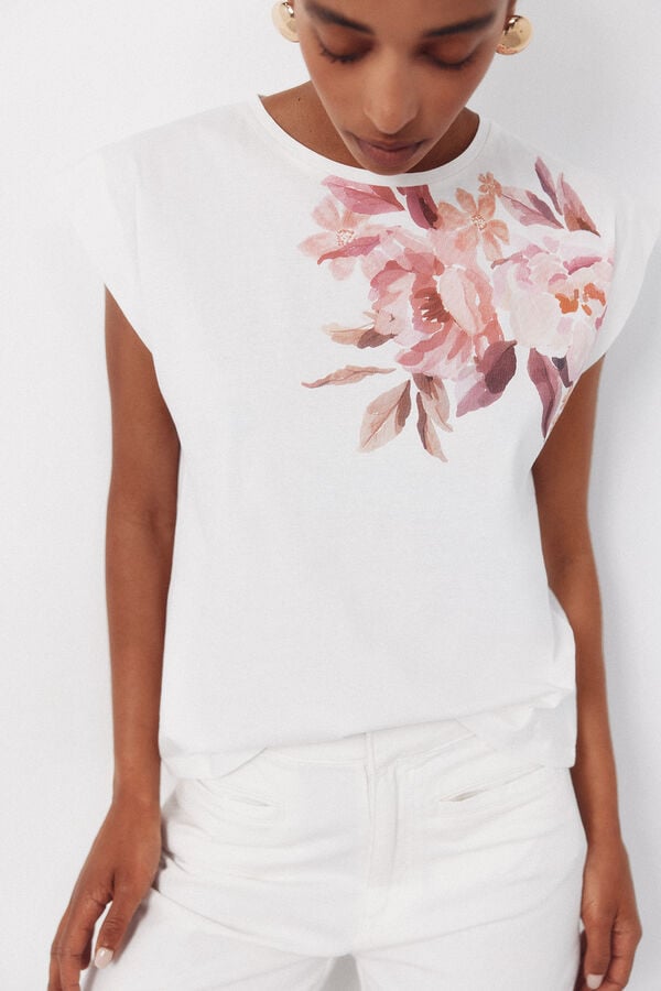 Cortefiel Printed t-shirt Printed white