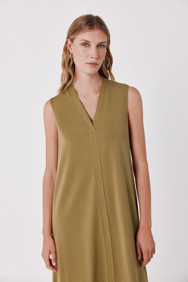 Cortefiel Fluid sleeveless dress Green