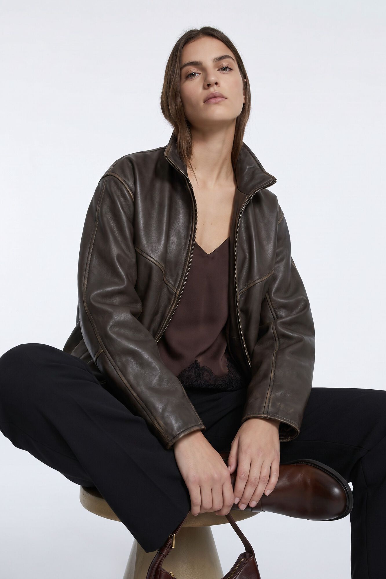 Vero Moda Bomber de pele gola alta