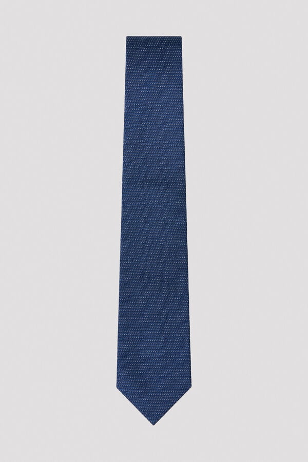 Cortefiel NATURAL silk tie Navy