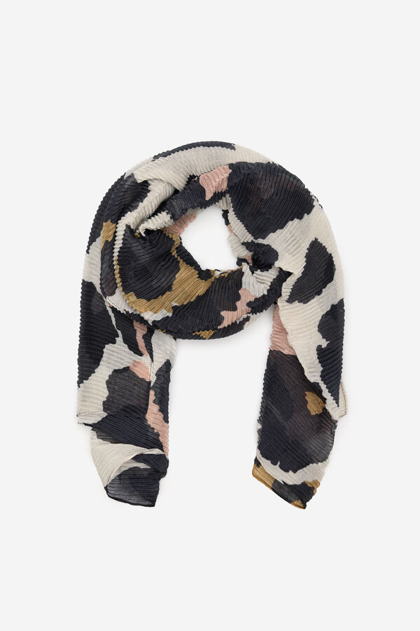 Cortefiel print pleated scarf Printed beige