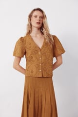 Cortefiel Blusa bordada Amarelo