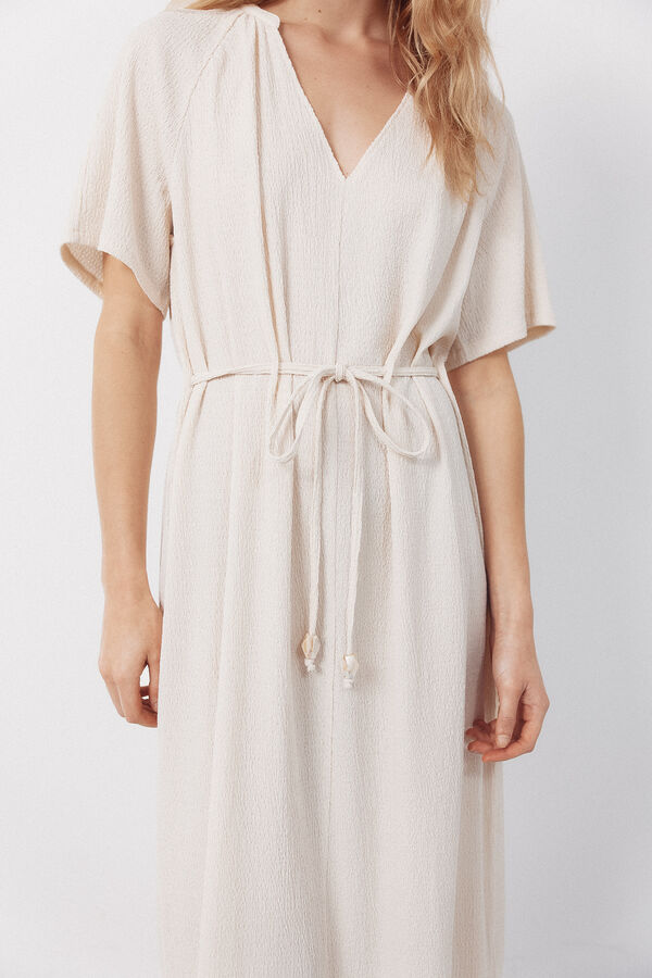 Cortefiel Structured belt dress Ivory