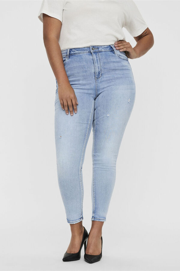 Cortefiel Slim fit high-rise curve jeans Blue