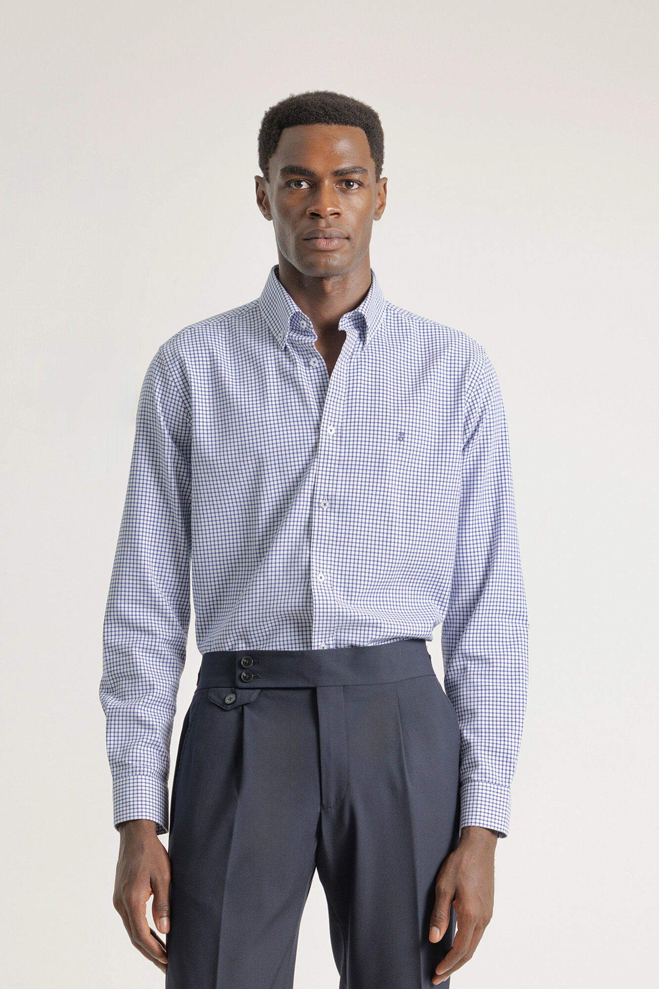 PuroEGO Camisa xadrez de algod&atilde;o slim