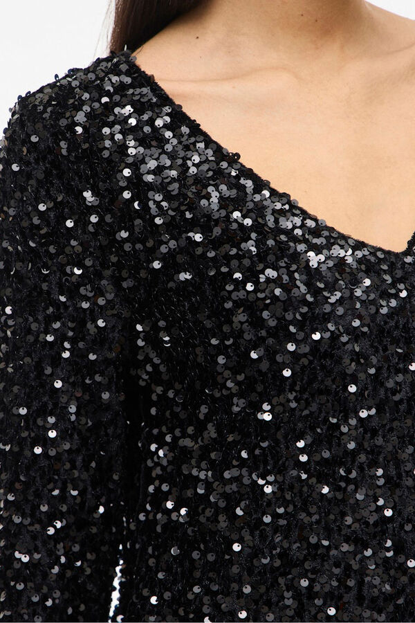 Vila Vestido curto com lantejoulas Preto