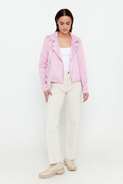 Cortefiel Women's short suede jacket Lilac