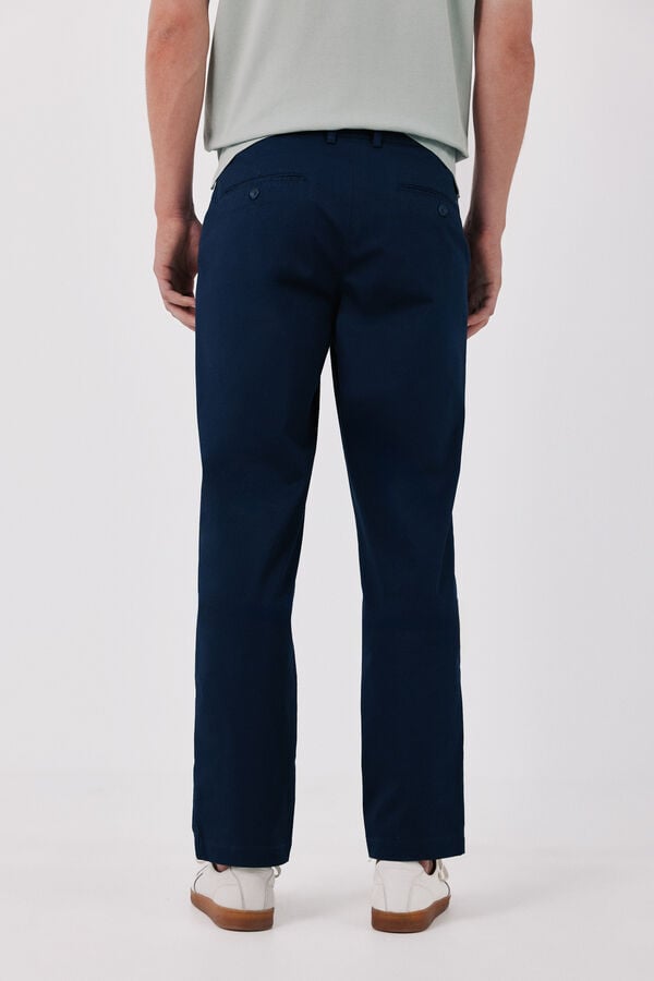 Cortefiel Print regular chinos Navy