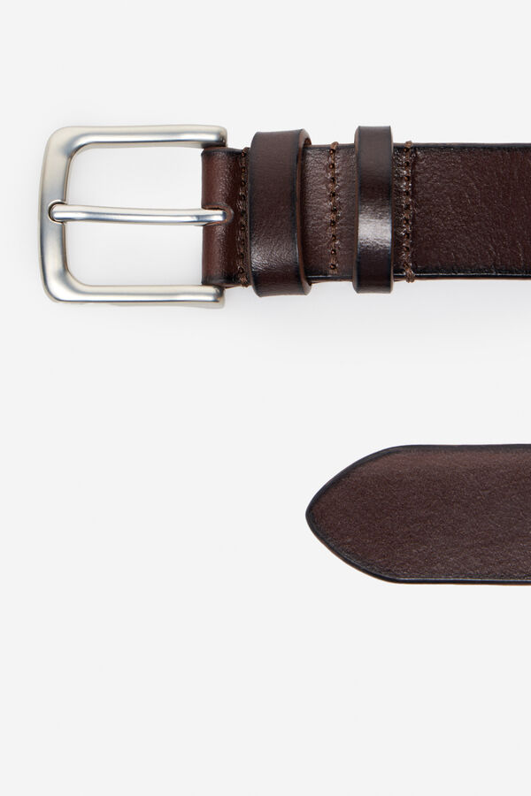 Cortefiel Casual leather belt Dark brown
